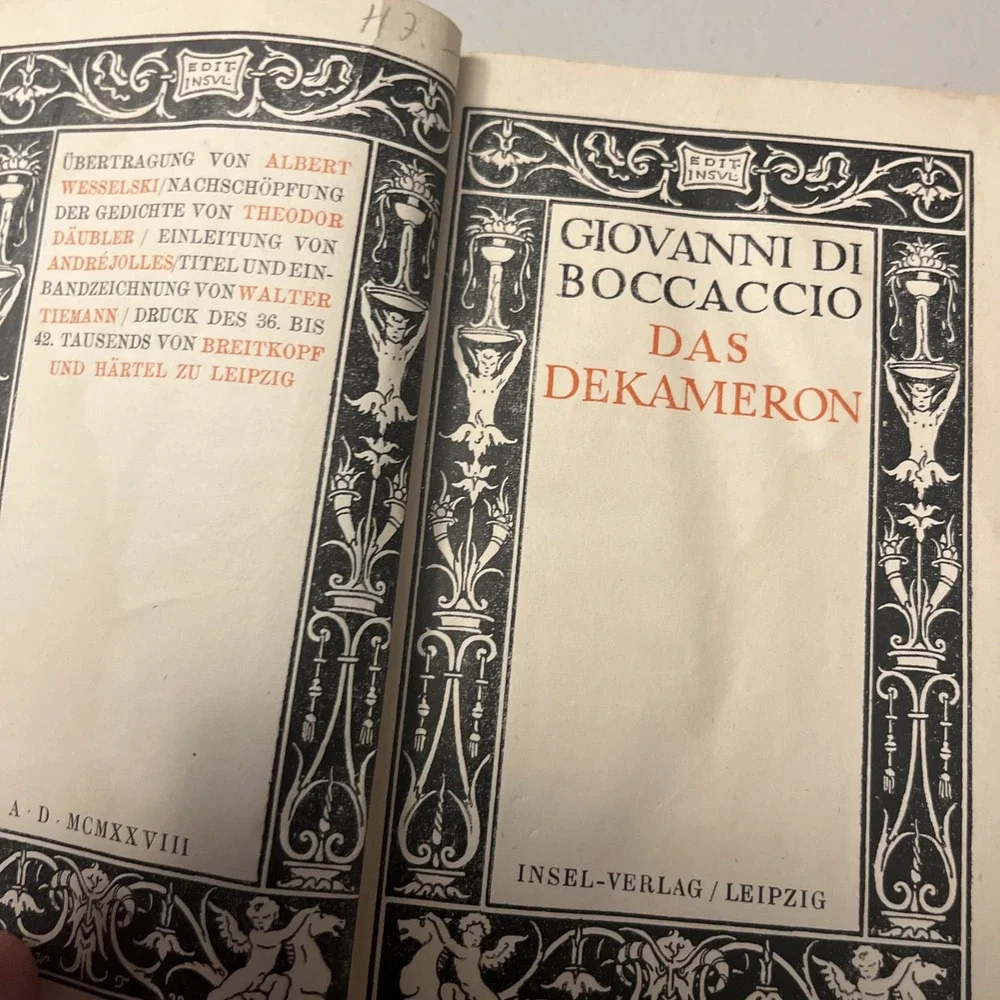 Das Dekameron Giovanni Di Boccaccio 1928? Hardcover Book